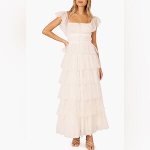 Petal & Pup Cream Off-the-Shoulder Gown